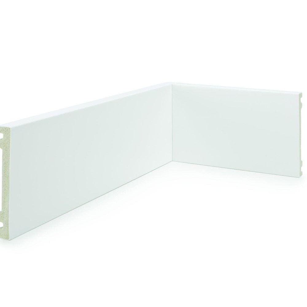 Rodapé Alizar de Poliestireno 10cm x 15mm x 2,40m Liso NFR Rodapés Branco