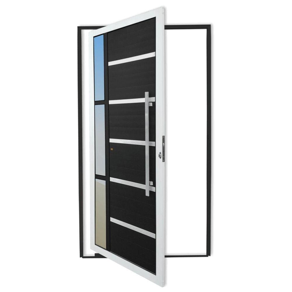 Porta Pivotante Lambril Miraggio com Puxador Super 210cm x 120cm Brimak Mix Preto