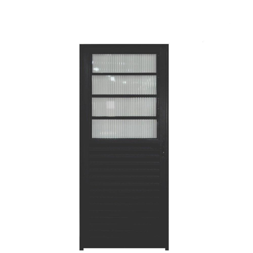 Porta de Alumínio com Basculante 210x70cm Lado Direito Hale Esquadrias Preto