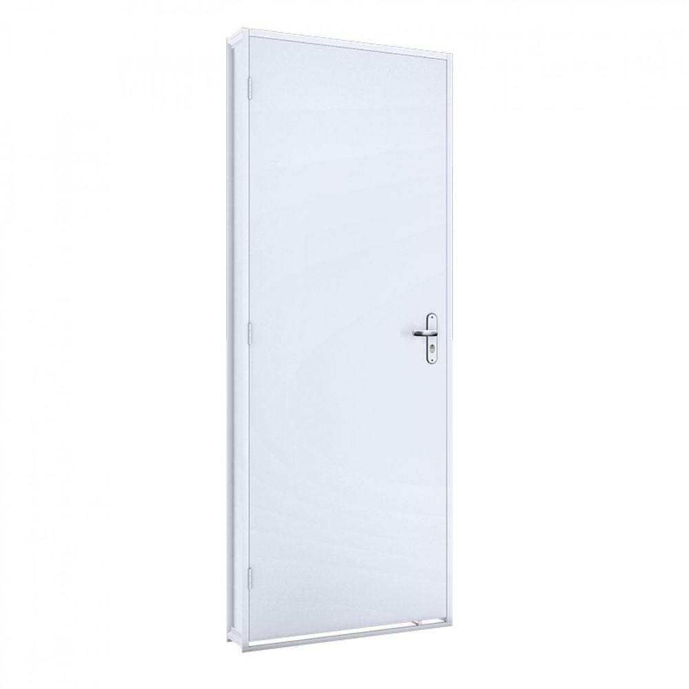 Porta de Giro Madeira Duraplac 215x85cm Batente de Aço 12cm Riobras Branco