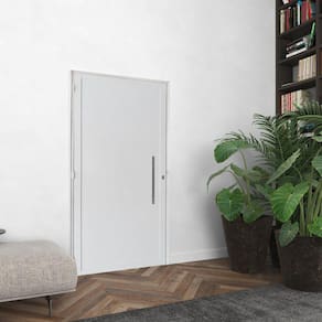 Porta Alumínio 100x210cm Lambril com Puxador Lado Esquerdo Hale Esquadrias Branco