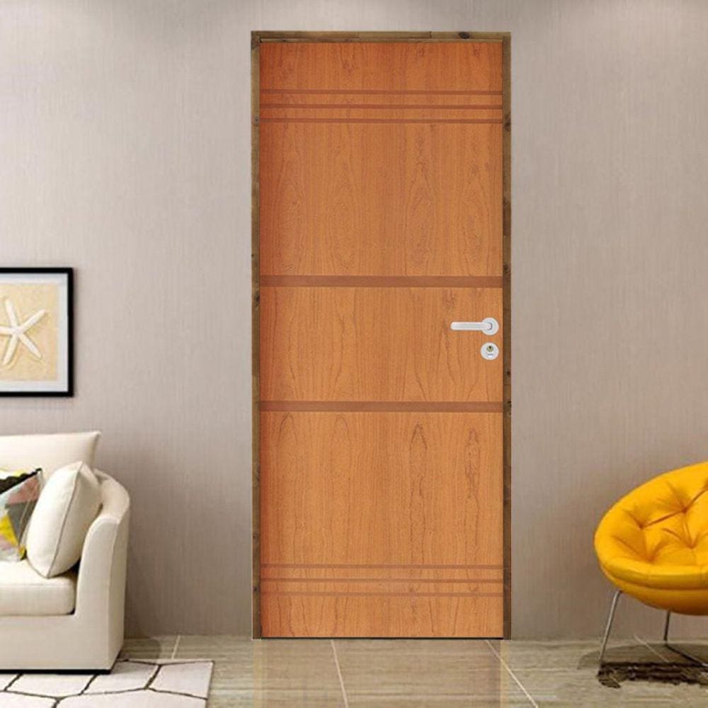 Kit Porta de Madeira 210x62cm Batente 9cm Fechadura Stilo Belissima 7 Rodam Imbuia