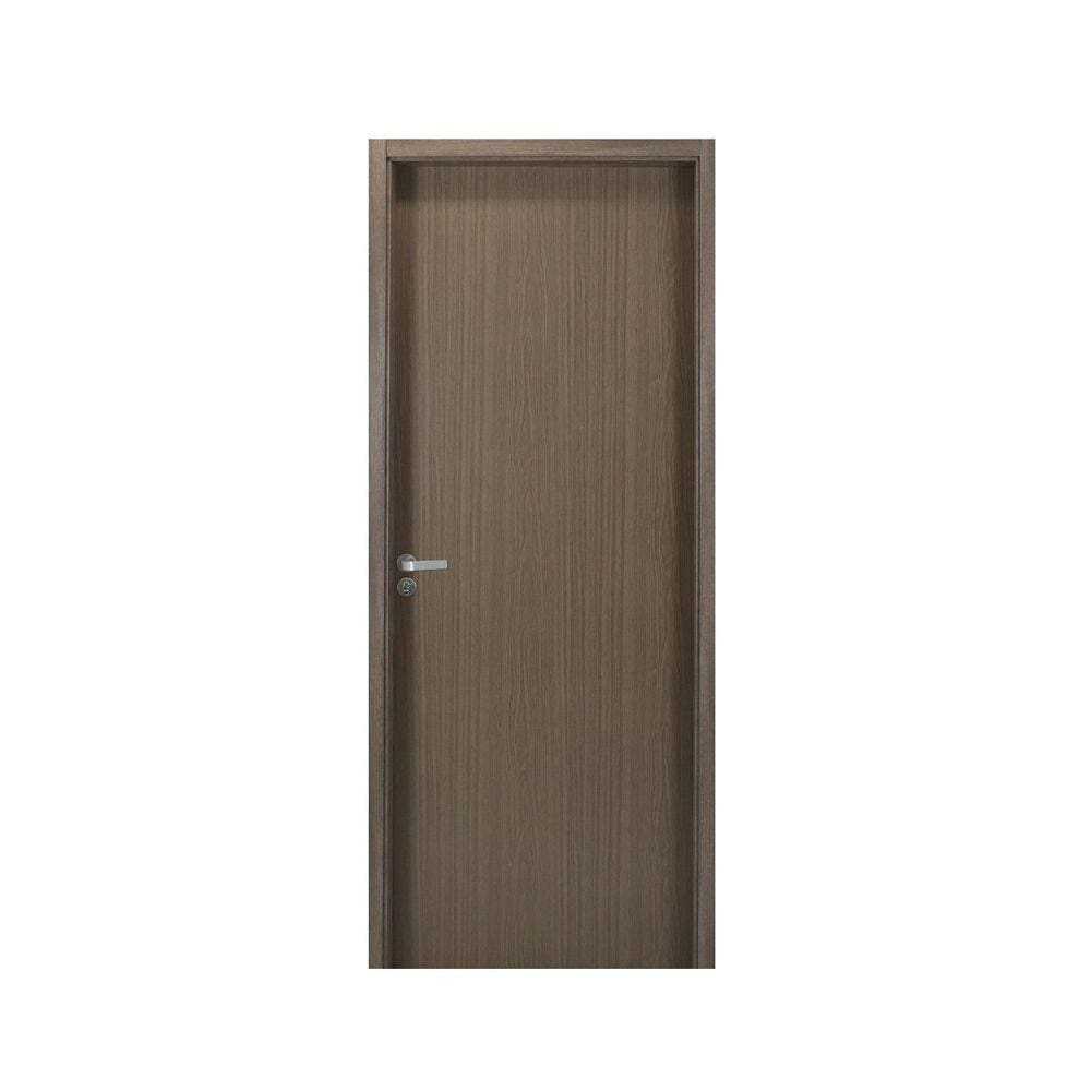 Kit Porta de Madeira Lisa 215x74cm com Batente de MDF Ultra 7cm Melamínico MGM Carvalho Quebec
