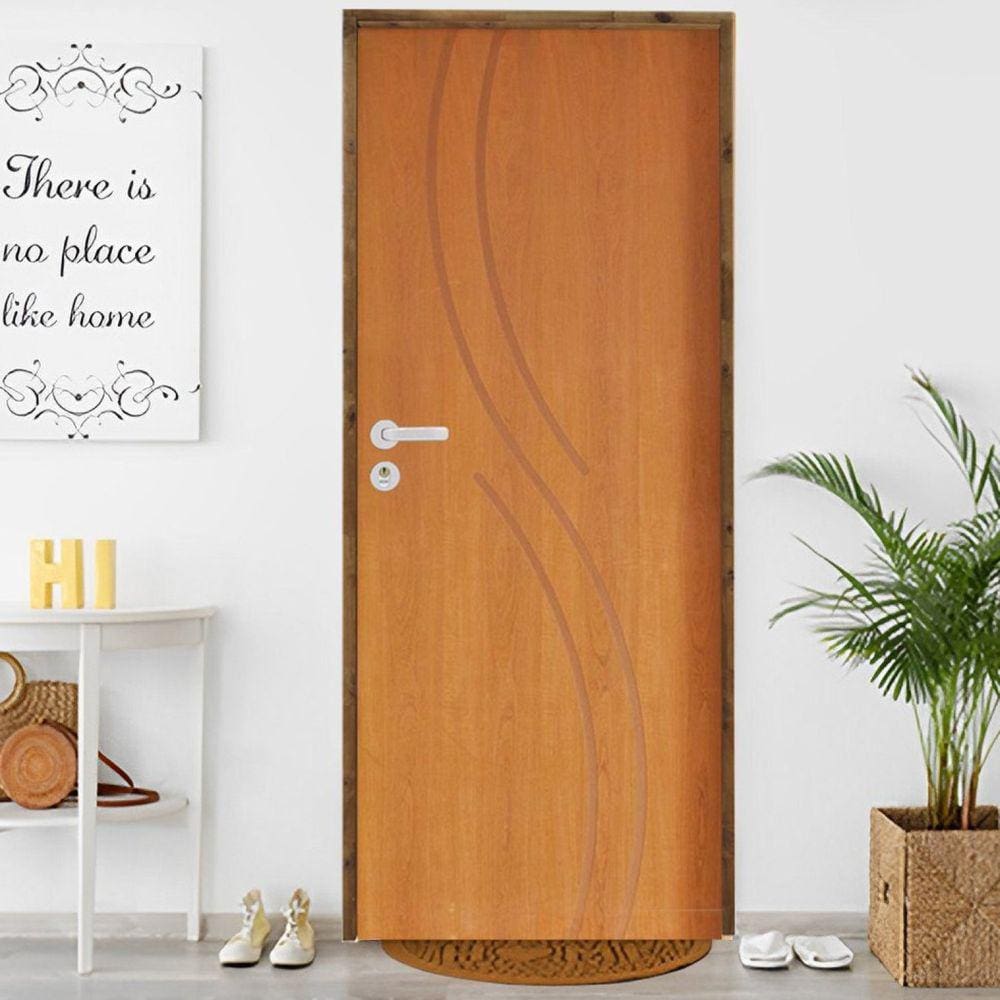 Kit Porta de Madeira 210x82cm Batente 9cm Fechadura Stilo Concept 9 Rodam Imbuia