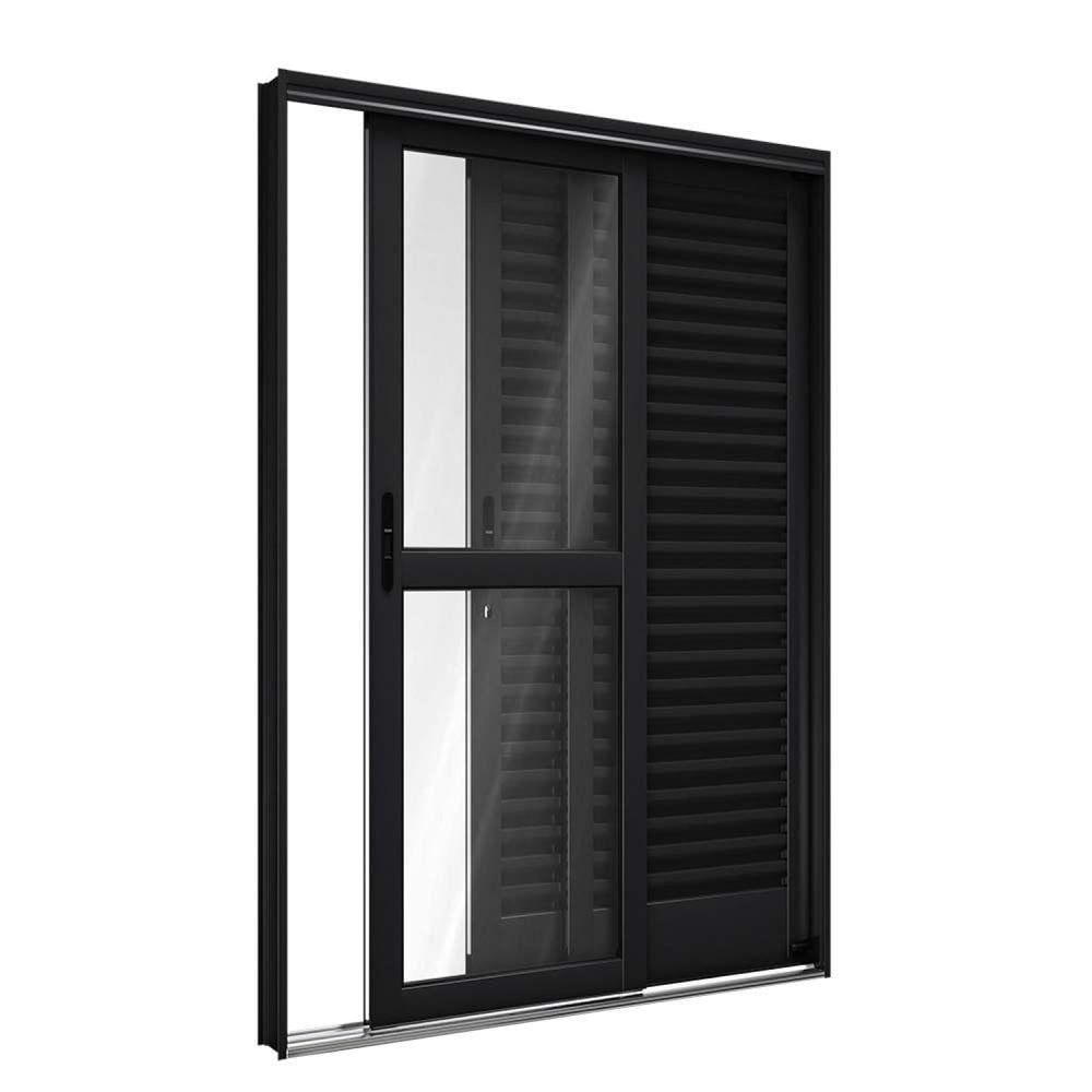 Porta de Aço Balcão de Correr Lateral 3 Folhas 215x150cm Facilitá Lucasa Preto