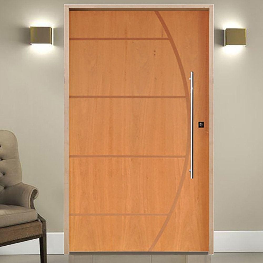 Kit Porta de Madeira Pivotante 210x110cm Batente 14cm Fechadura 803 Rolete Externa Belissima 6 Hale Esquadrias Imbuia