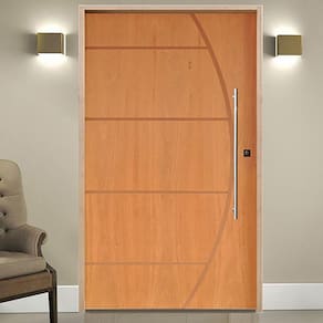 Kit Porta de Madeira Pivotante 210x110cm Batente 14cm Fechadura 803 Rolete Externa Belissima 6 Hale Esquadrias Imbuia