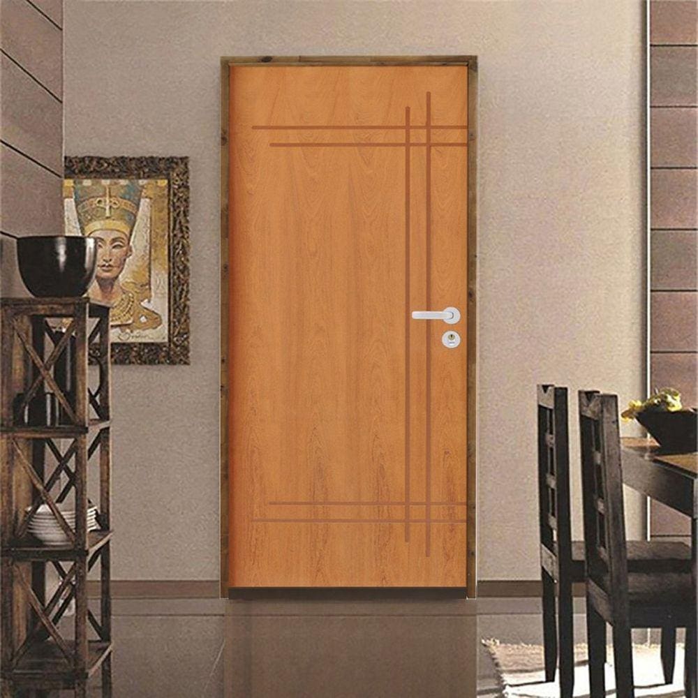 Kit Porta de Madeira 210x82cm Batente 9cm Fechadura Stilo Belissima 9 Rodam Imbuia