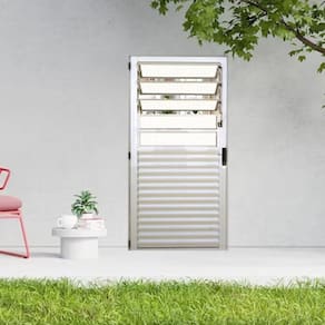 Porta Basculante Palheta de Alumínio 210 X 90cm Linha 25 Lado Esquerdo Esquadrias Bergame Branco