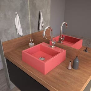 Cuba para Banheiro Q355W Quadrada Compace Rosa