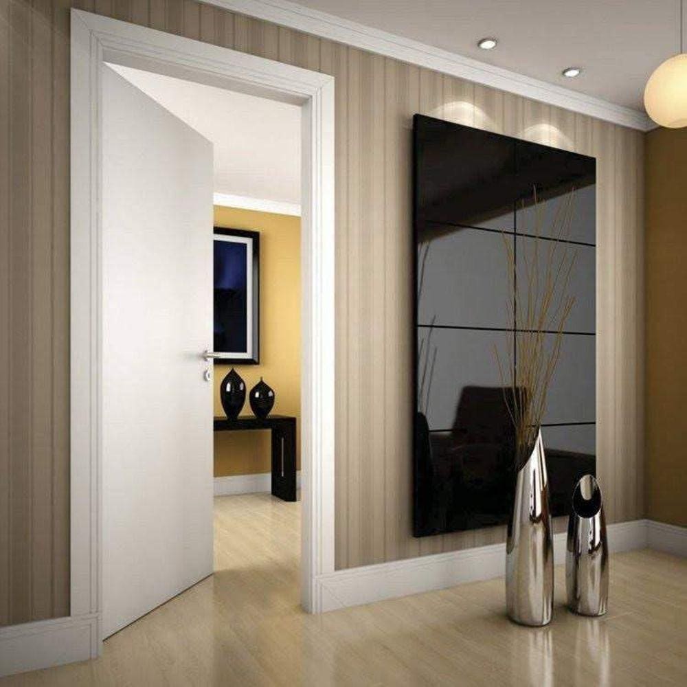 Kit Porta de Madeira 210x70cm Lisa Laqueada Esquerda Moldufama Branco