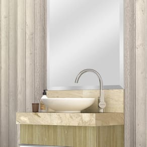 Lavatório em Porcelanato para Banheiro 60cm Slim para Cuba de Apoio Slim Blu Travertino