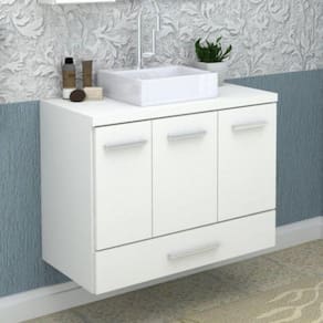 Gabinete para Banheiro 2 Portas 2 Gavetas 80cm Madri Darabas Agardi Branco