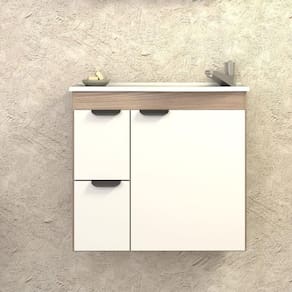 Gabinete para Banheiro em Madeira Margarida Cozimax Branco/Tamarindo