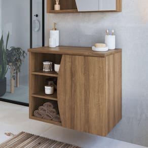 Gabinete de Banheiro Suspenso 70cm Laura com 1 Porta e 2 Prateleira sem Cuba Mel