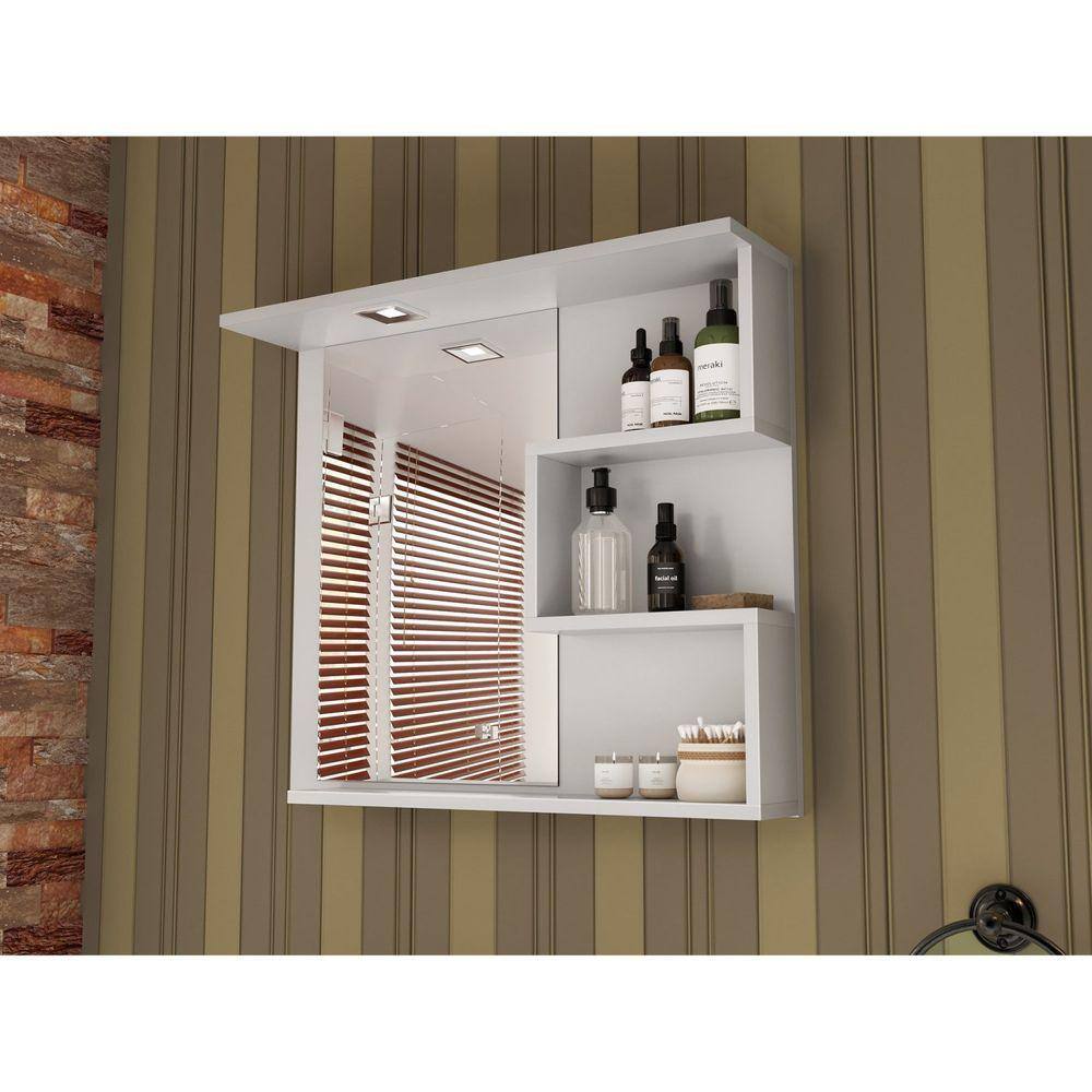 Armário para Banheiro com Espelho e Luminária LED 68cm Veneza Móveis Bosi Branco