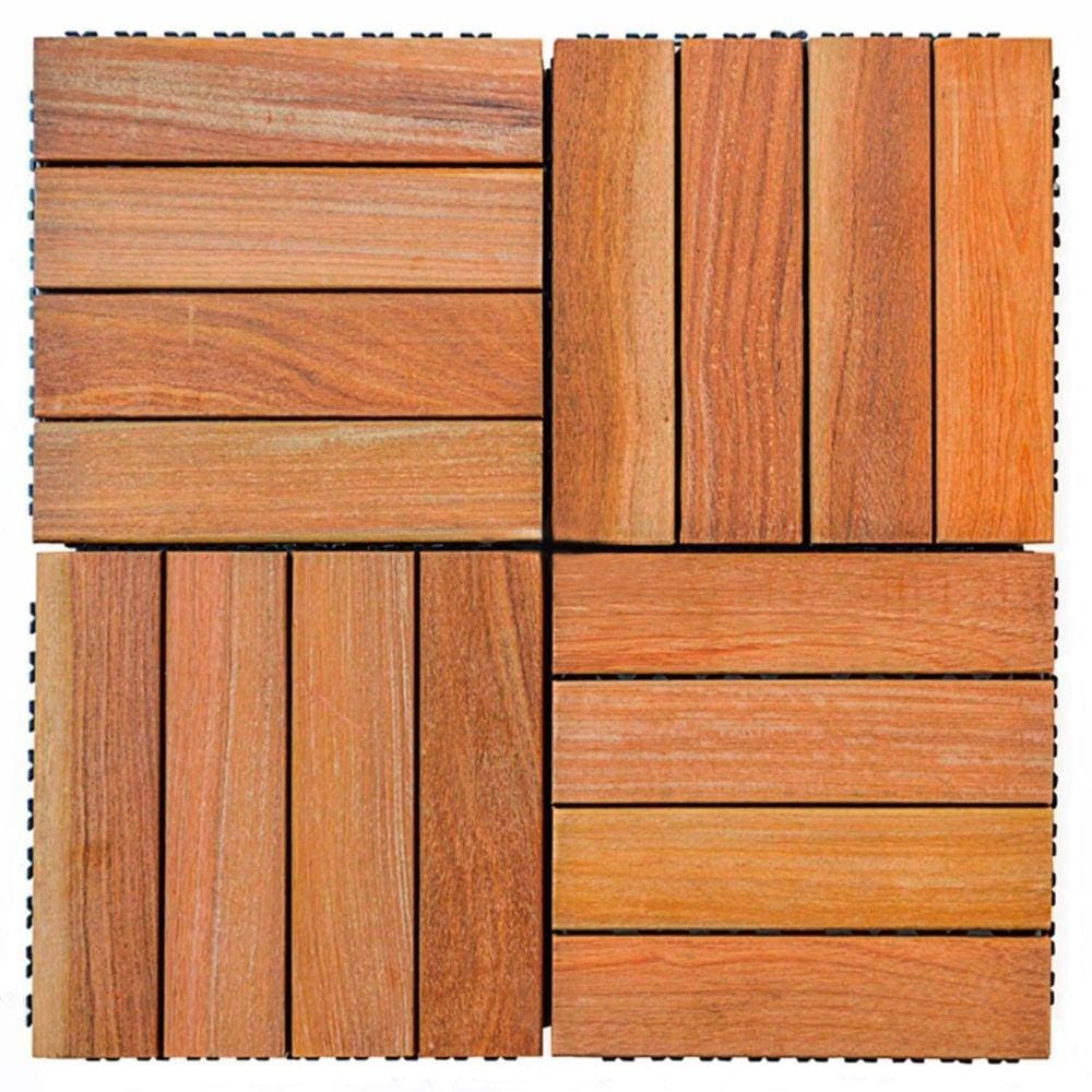 Kit Deck em Placa de Madeira Modular Base Plástica 30x30cm com 25 Placas MaderSilva Cumaru