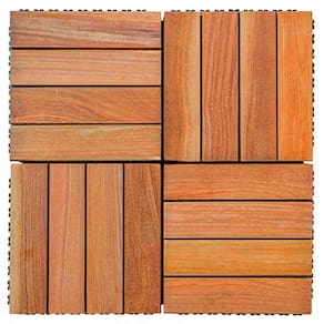 Kit Deck em Placa de Madeira Modular Base Plástica 30x30cm com 25 Placas MaderSilva Cumaru