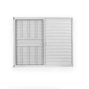 Janela de Alumínio Veneziana 100x120cm 4 Folhas com Grade sem Vidro Soft Plus MGM Branco Branco