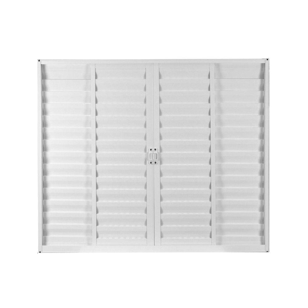Janela de Alumínio Veneziana de Correr 100x100cm 4 Folhas com Vidro Liso Soft Plus MGM Branco Branco