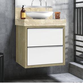 Gabinete para Banheiro Suspenso TOP 50cm Bumi Wood/Branco