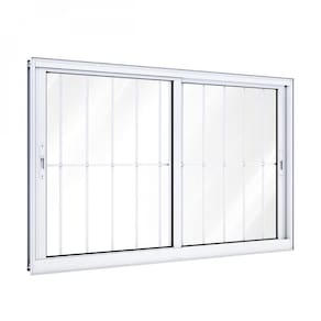 Janela de Alumínio de Correr 100x150cm 2 Folhas com Grade Lucasa Alumínios Branco