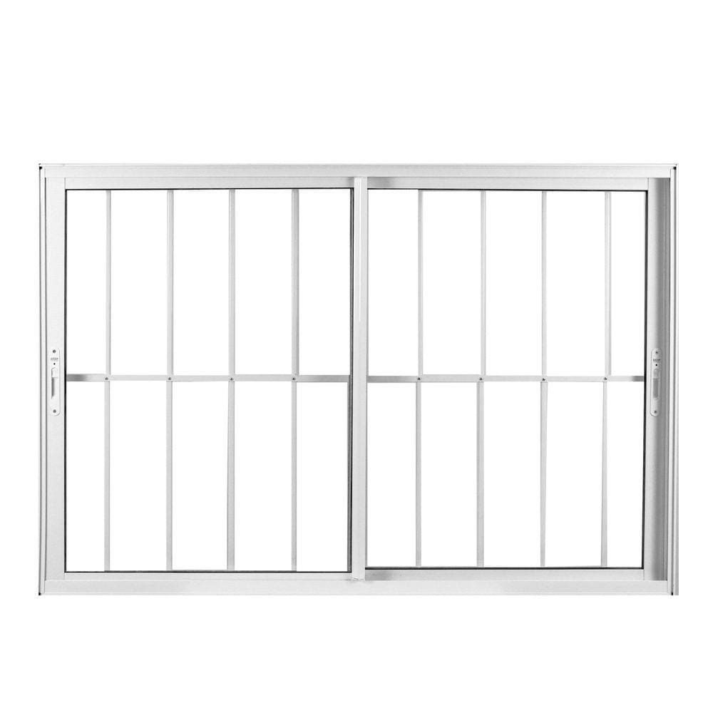 Janela de Alumínio de Correr 120x120cm 2 Folhas com Grade e Vidro Mini Boreal Linha Soft MGM Branco Branco