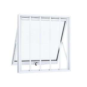 Janela de Aluminio Maxim-ar 60x60cm com Grade e Vidro Lucasa Alumínios Branco