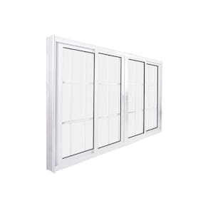 Janela de Correr Abertura Central Premium 4 Folhas com Grade Vidro Liso 100x200cm CRV Portas e Janelas Branco