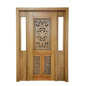 Portal Madeira Maciça Vitrô Duplo Lima Entalhada Completa 143x213x18cm Cedro Rosa Marrom