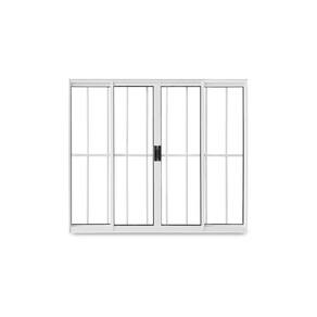 Janela de Correr Abertura Central Exclusiva 4 Folhas Grade Vidro Liso 100x200cm CRV Portas e Janelas Branco