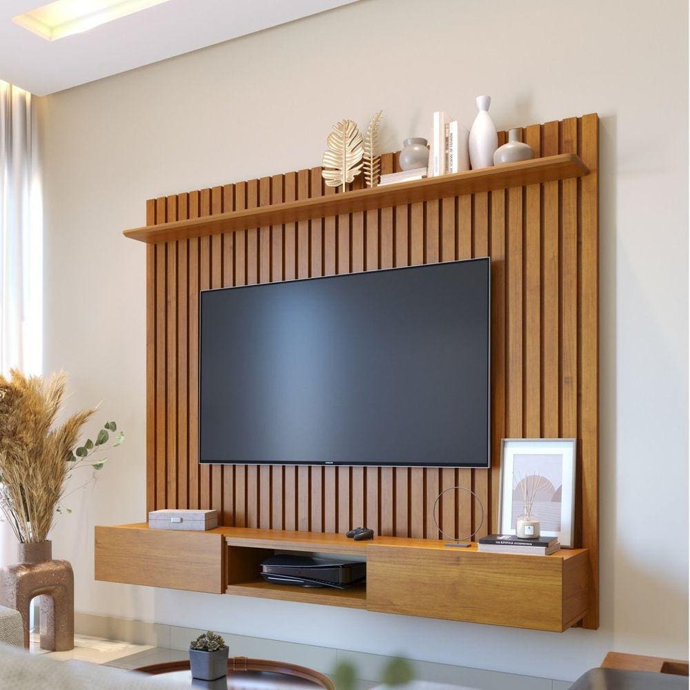 Painel para TV até 75 Polegadas Ripado Loft 2,2m Imcal Marrom