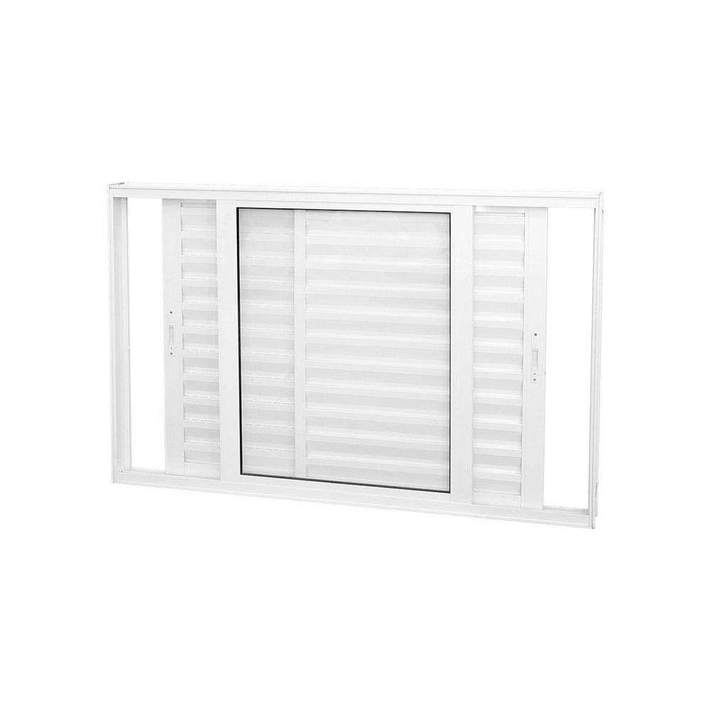 Janela Veneziana Abertura Dupla Premium 3 Folha Vidro Liso 100x150cm CRV Portas e Janelas