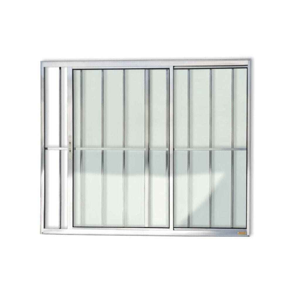 Janela Confort 2 Folhas com Grade Vidro Liso 80cm x 80cm Brimak Brilhante