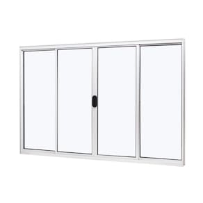 Janela de Aluminio de Correr Central 100x150cm 4 Folhas Vidro Liso Slim Modular Ramassol Branco
