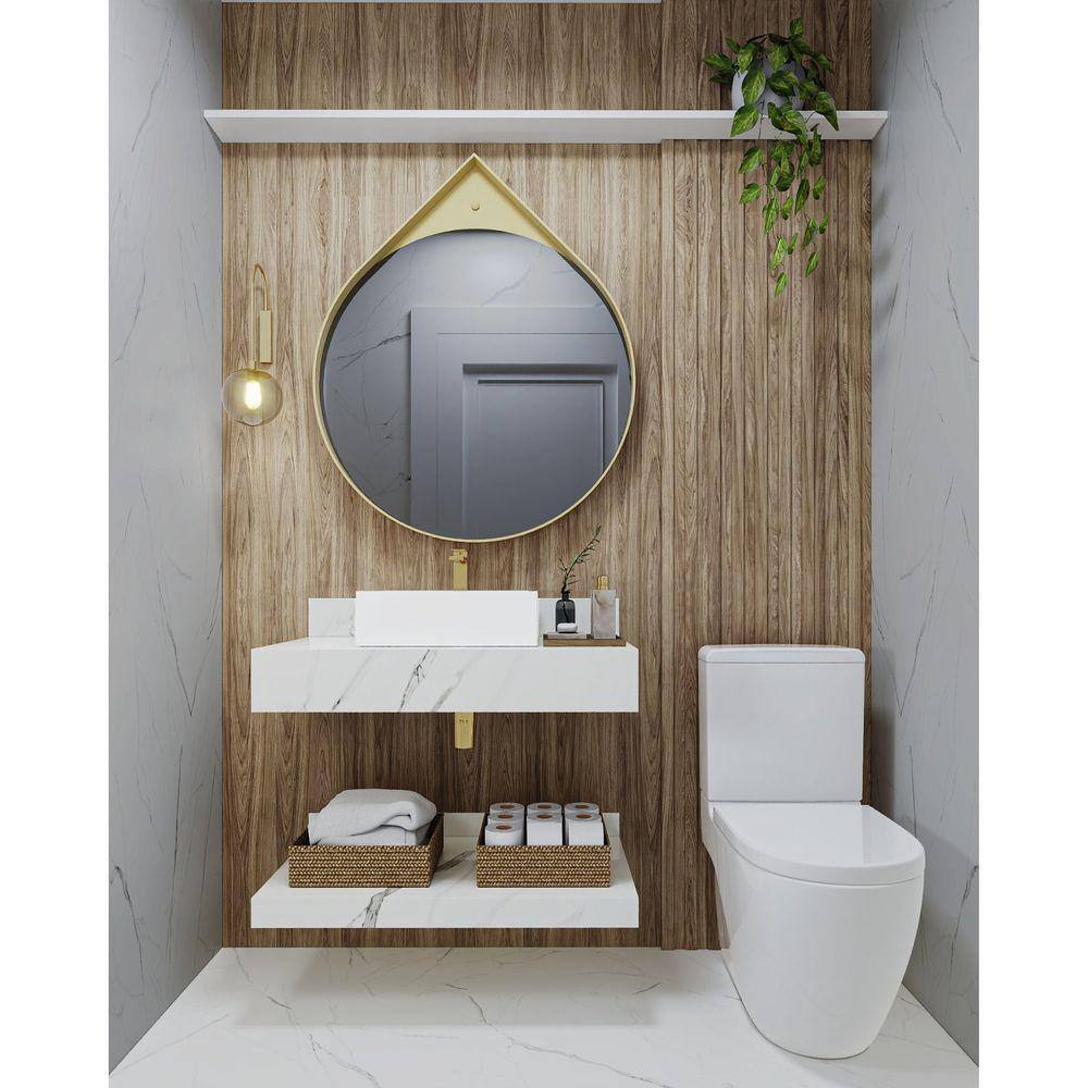 Prateleira em Porcelanato para Banheiro 60/80/100cm Darabas Agardi Branco