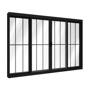 Janela de Alumínio de Correr Central 4 Folhas Com Grade 100x120cm Riobras Preto