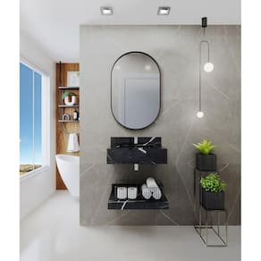 Bancada em Porcelanato para Banheiro 60/80/100cm com Cuba Darabas Agardi Preto