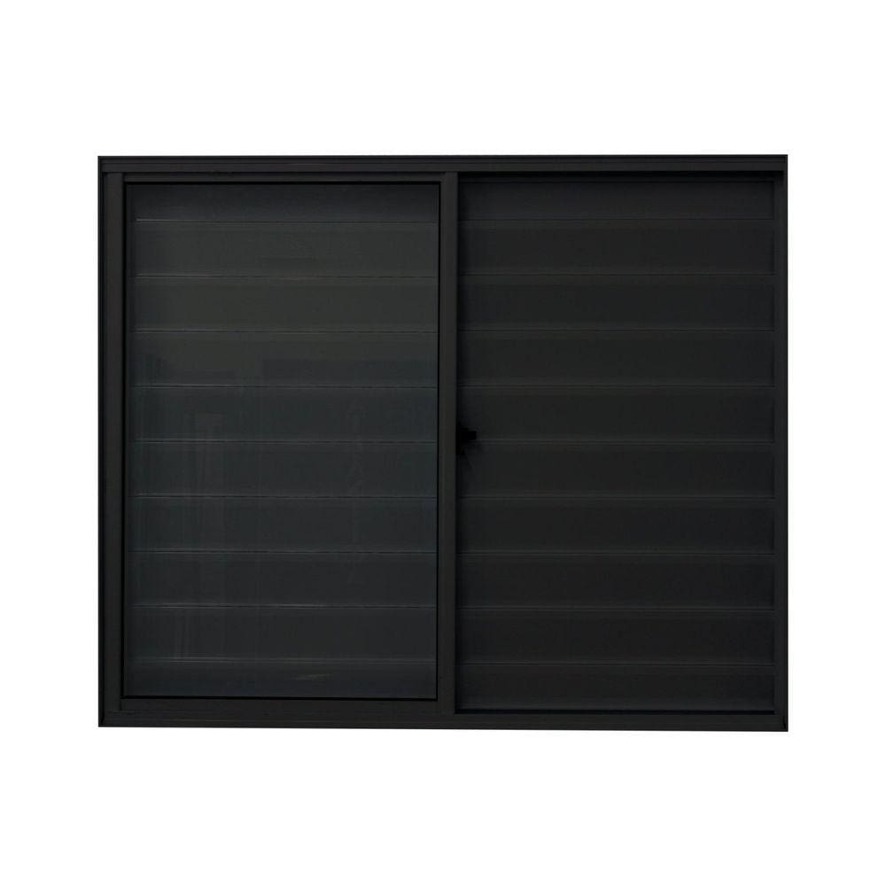 Janela de Alumínio Veneziana 100x120cm 3 Folhas Fortline Atlântica Preto