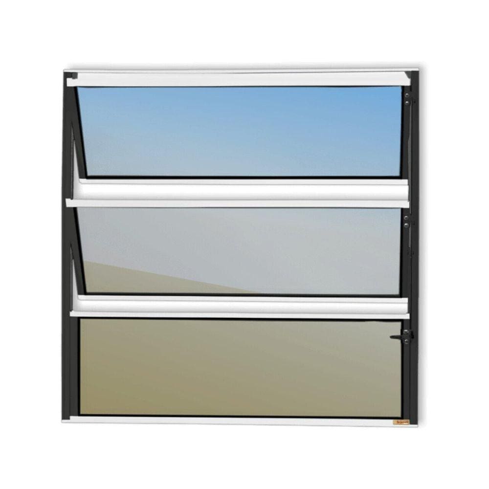 Janela de Alumínio Basculante 60x60cm Vidro Espelhado Master Brimak Mix Preto