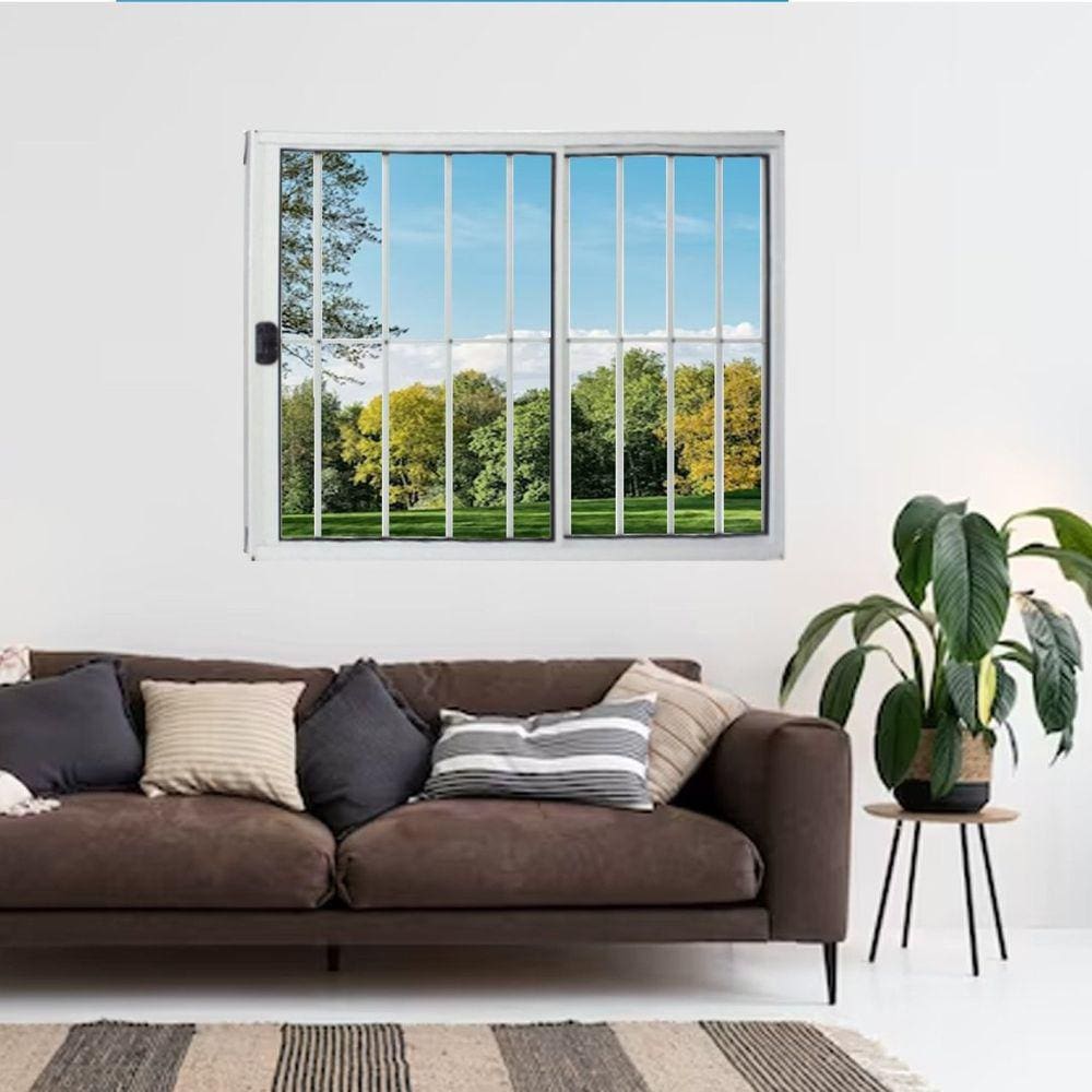Janela Vitrô de Alumínio 2 Folhas 100 x 100cm Modular Com Grade Esquadrias Bergame Branco