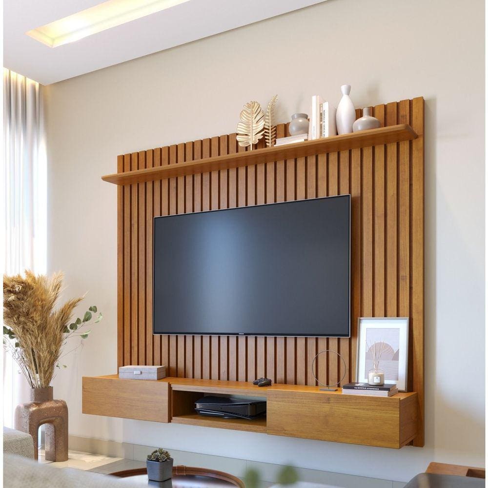 Painel para TV até 70 Polegadas Ripado Loft 1,8m Imcal Marrom