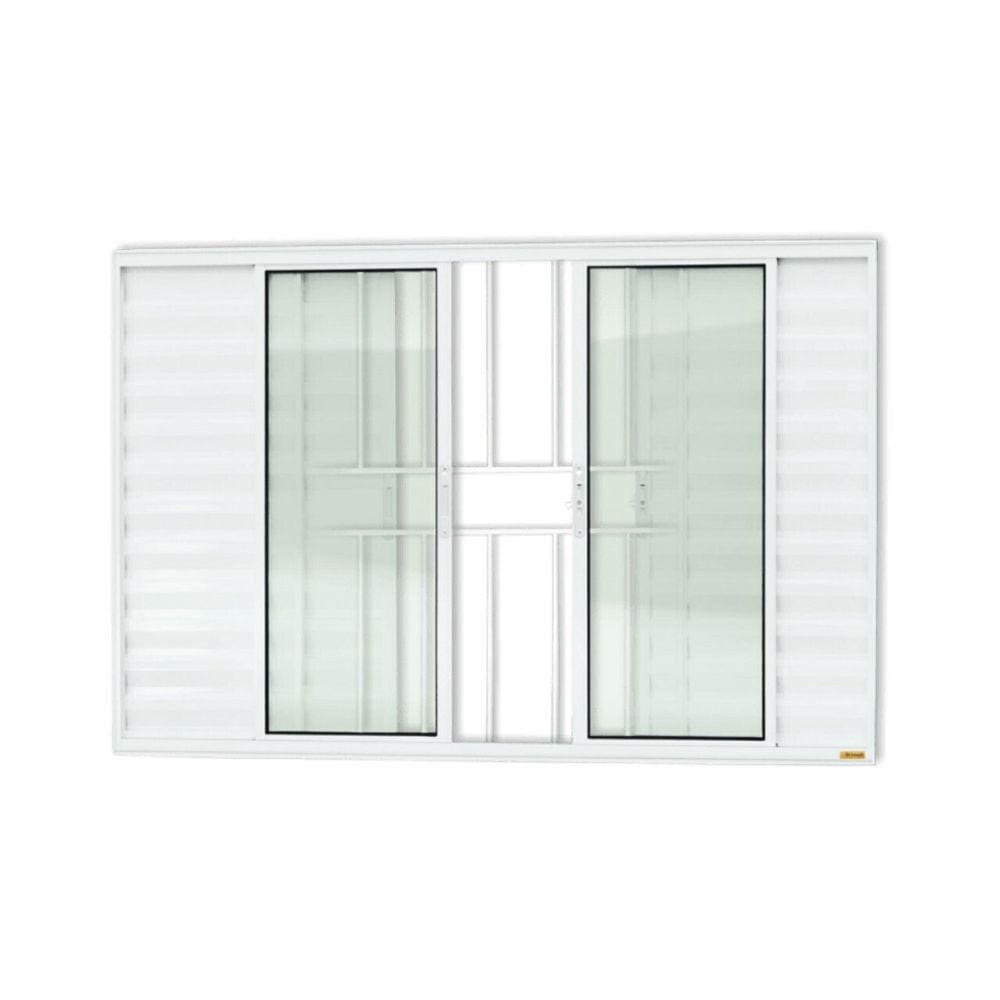 Janela Janela Veneziana Confort 6 Folhas com Grade Vidro Liso 100cm x 150cm Brimak Branco