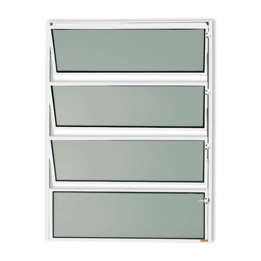 Janela de Alumínio Basculante 80x60cm Vidro Mini Boreal Master Brimak Branco