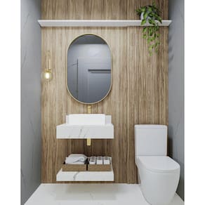 Prateleira em Porcelanato para Banheiro 60/80/100cm Darabas Agardi Branco