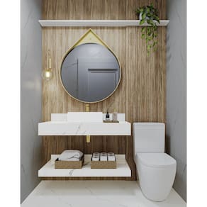 Bancada em Porcelanato 60/80/100cm Sem Cuba Darabas Agardi Branco