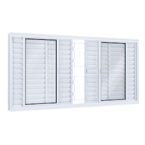 Janela de Aço Veneziana 100x120cm 6 Folhas com Grade Quadrada Facilita Lucasa Branco