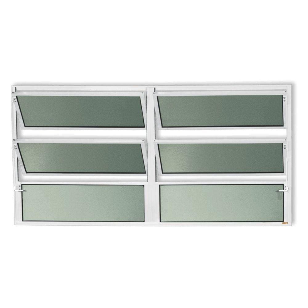 Janela de Alumínio Basculante 2 Seções 60x120cm Vidro Mini Boreal Plus Brimak Branco
