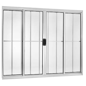 Janela de Correr 4 Folhas com Grade Central Brilhante 100x150cm Ecosul Esquadrisul