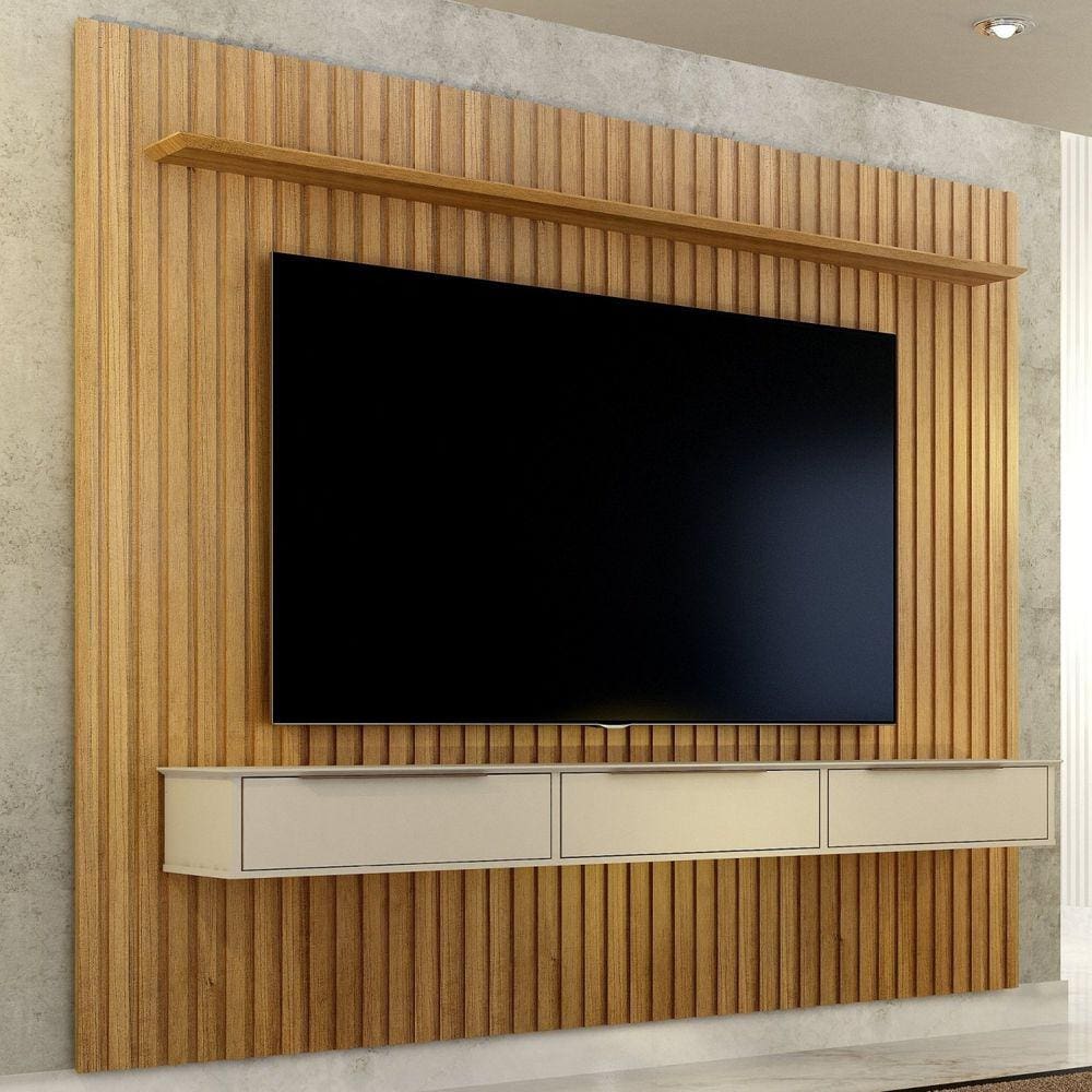 Painel Suspenso 227,6 Cm com Nicho Vitória 100% Mdf Cinamomo/Off White